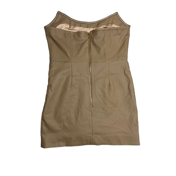 NWT Retrofete James Coated Tannin Strapless Faux Leather Neutral Mini Dress-sz L - Picture 5 of 10